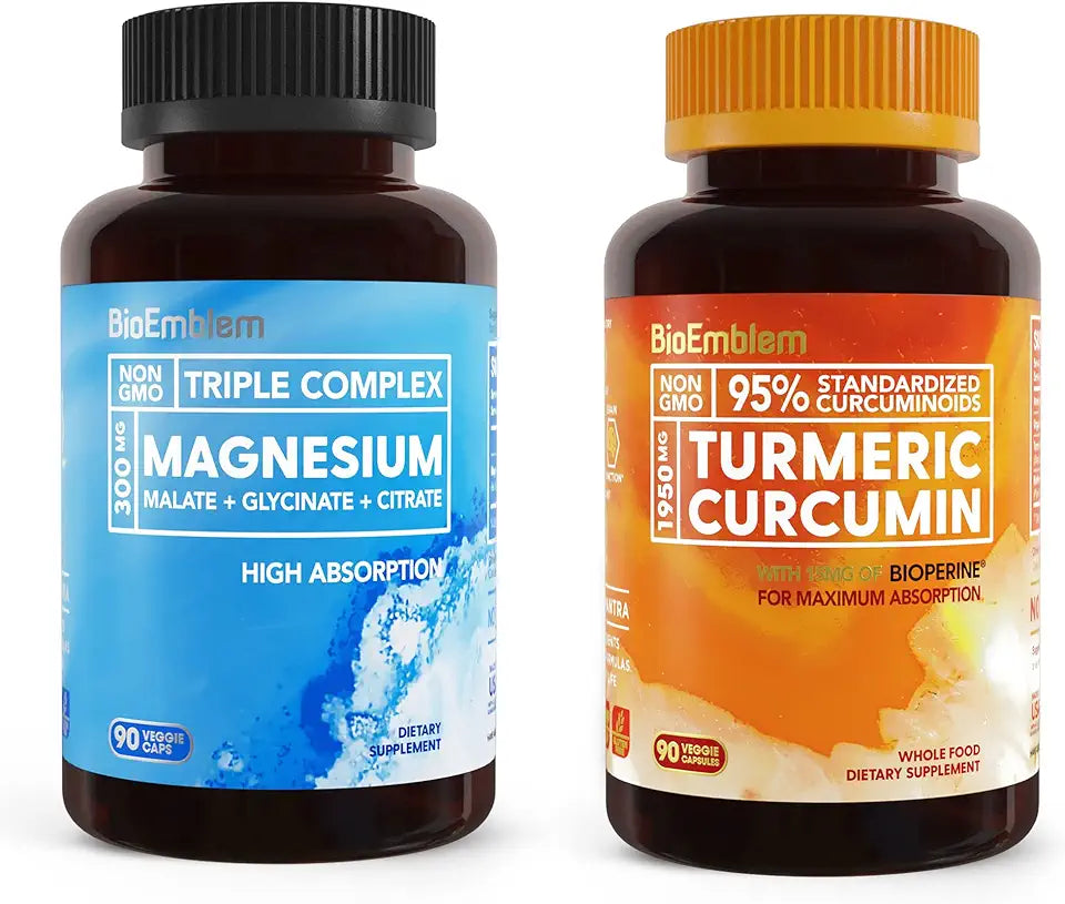 Triple Magnesium Complex and Turmeric Curcumin Supplement with BioPerine P5085