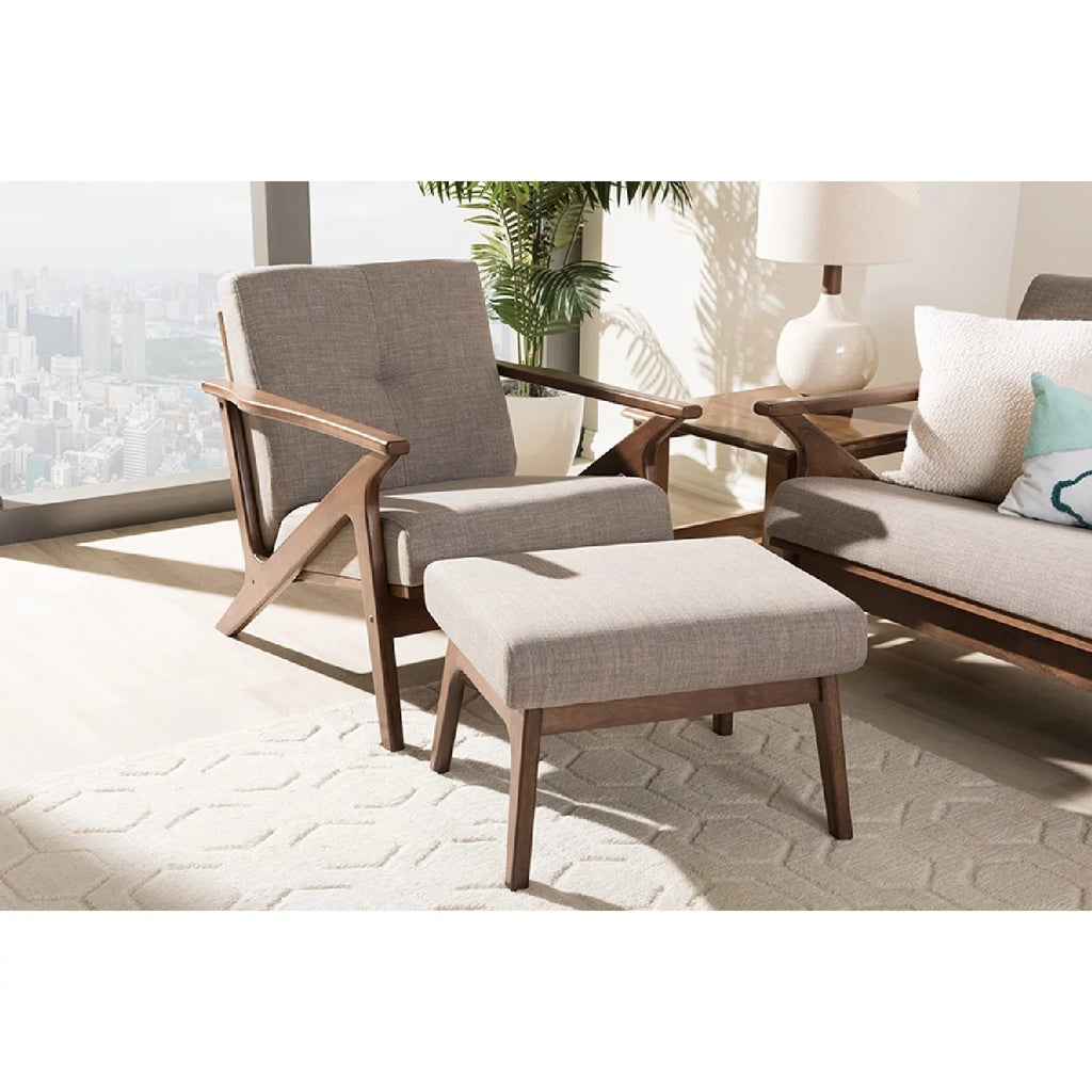 Light Grey Fabric Tufted Lounge Chair and Ottoman Set K859