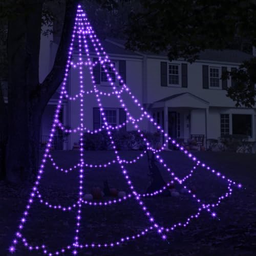 Halloween Spider Web Lights with 59" Spider and Stretch Cobweb J60168