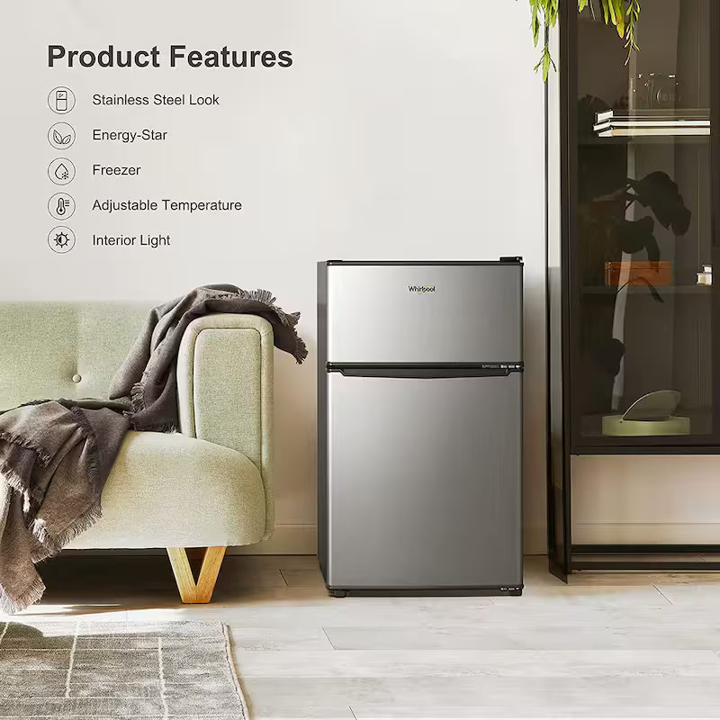 3.1 cu. ft. Stainless Steel Mini Fridge with Dual Door Freezer K365