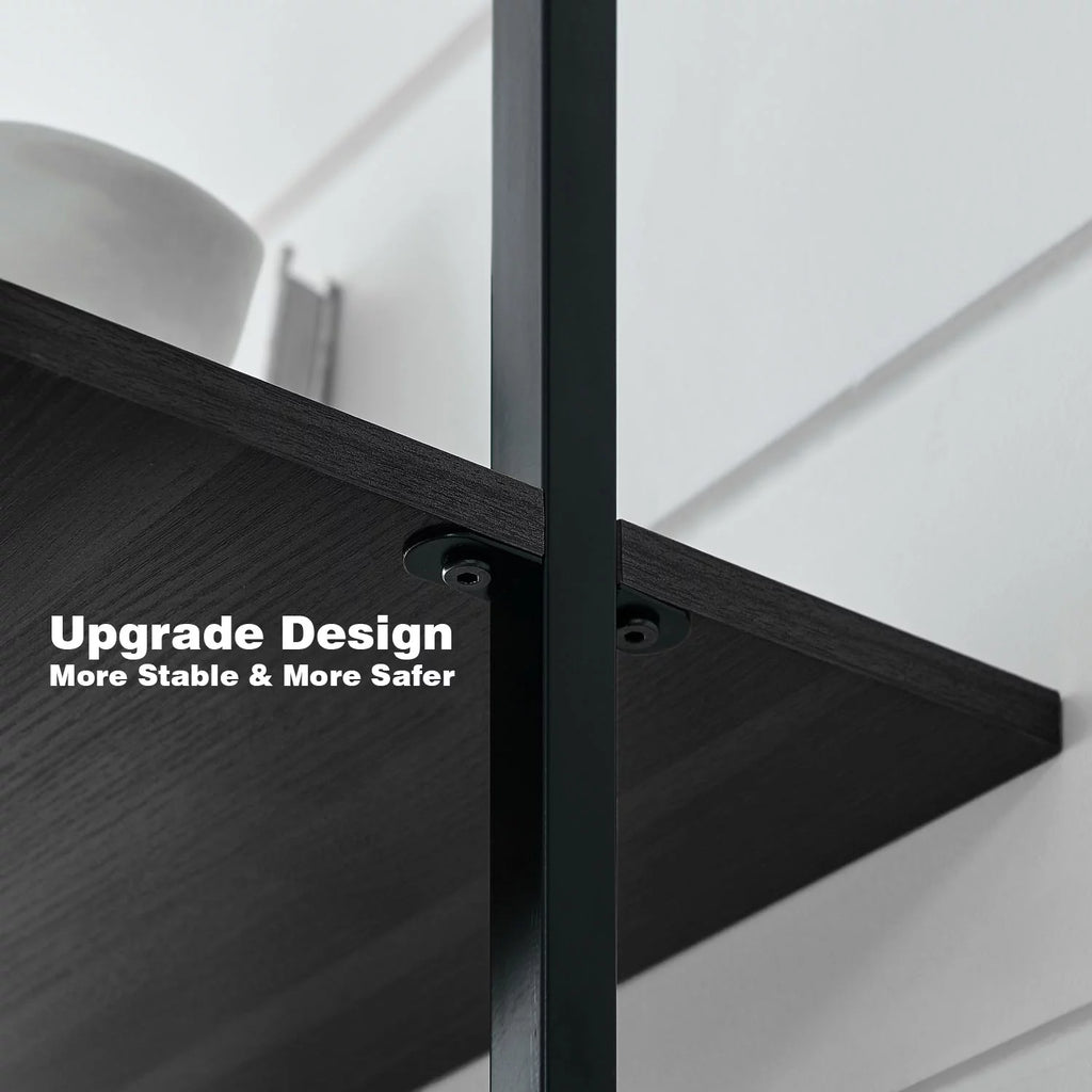 5 Tier Black Wall Mount Bookshelf B133