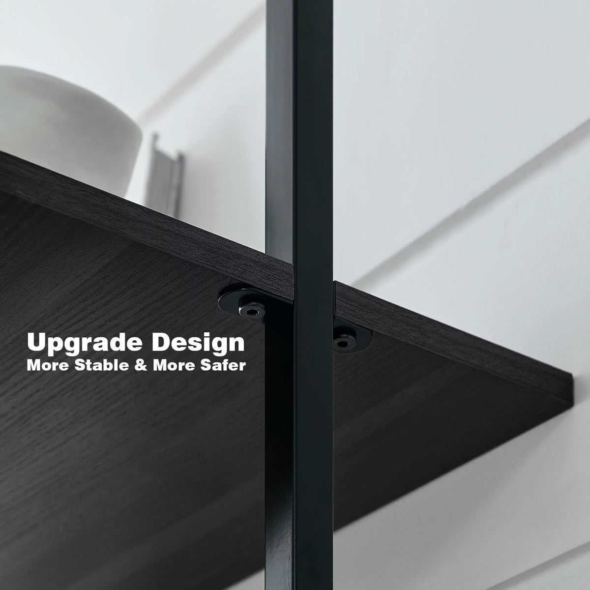 5 Tier Black Wall Mount Bookshelf B133
