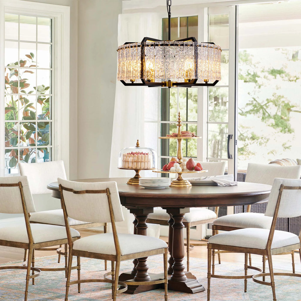 Black 6-Light Water Ripple Glass Chandelier W914