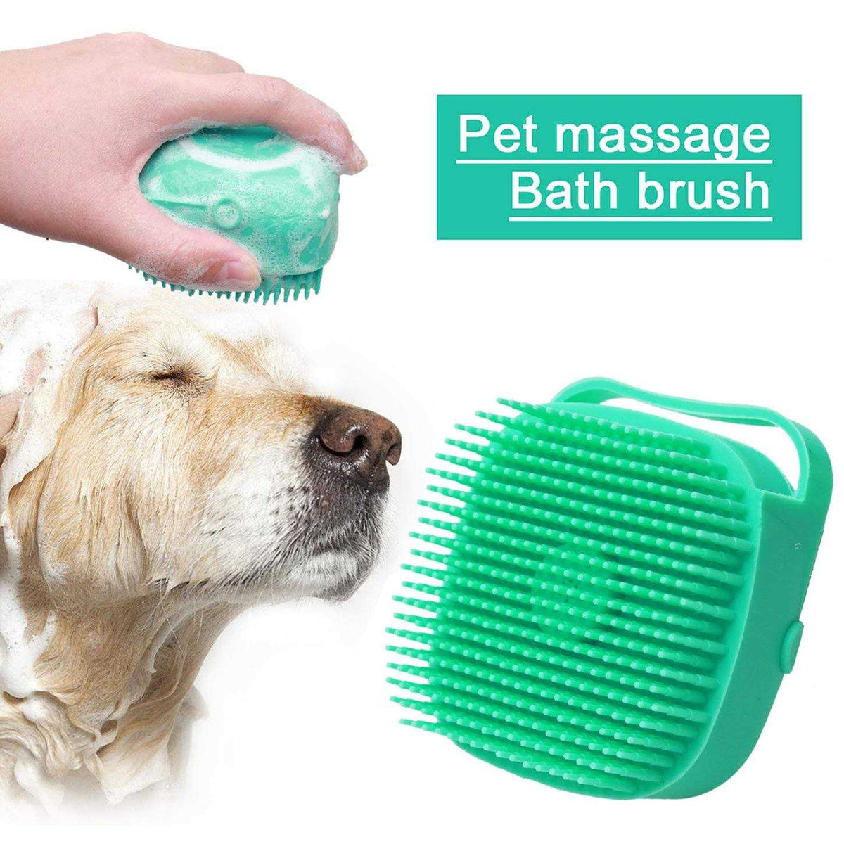 Dog Bath Brush with Shampoo Dispenser J256