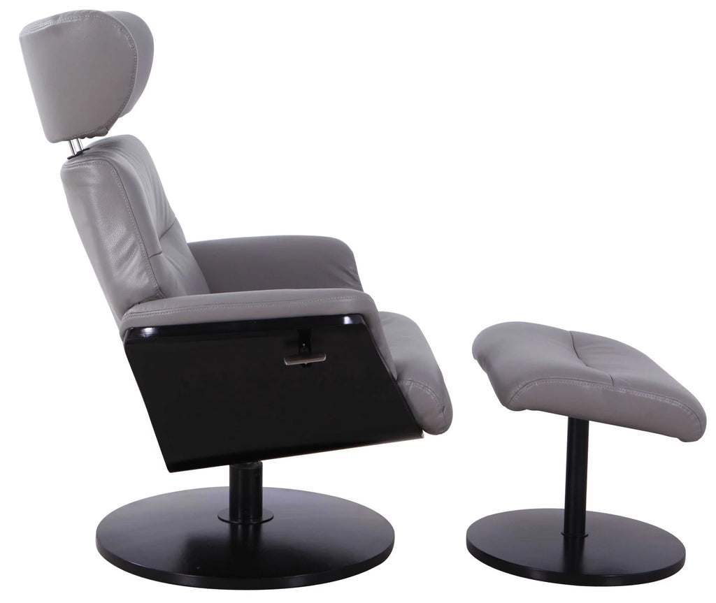 Gray and Black Recliner Chair with Ottoman O1966