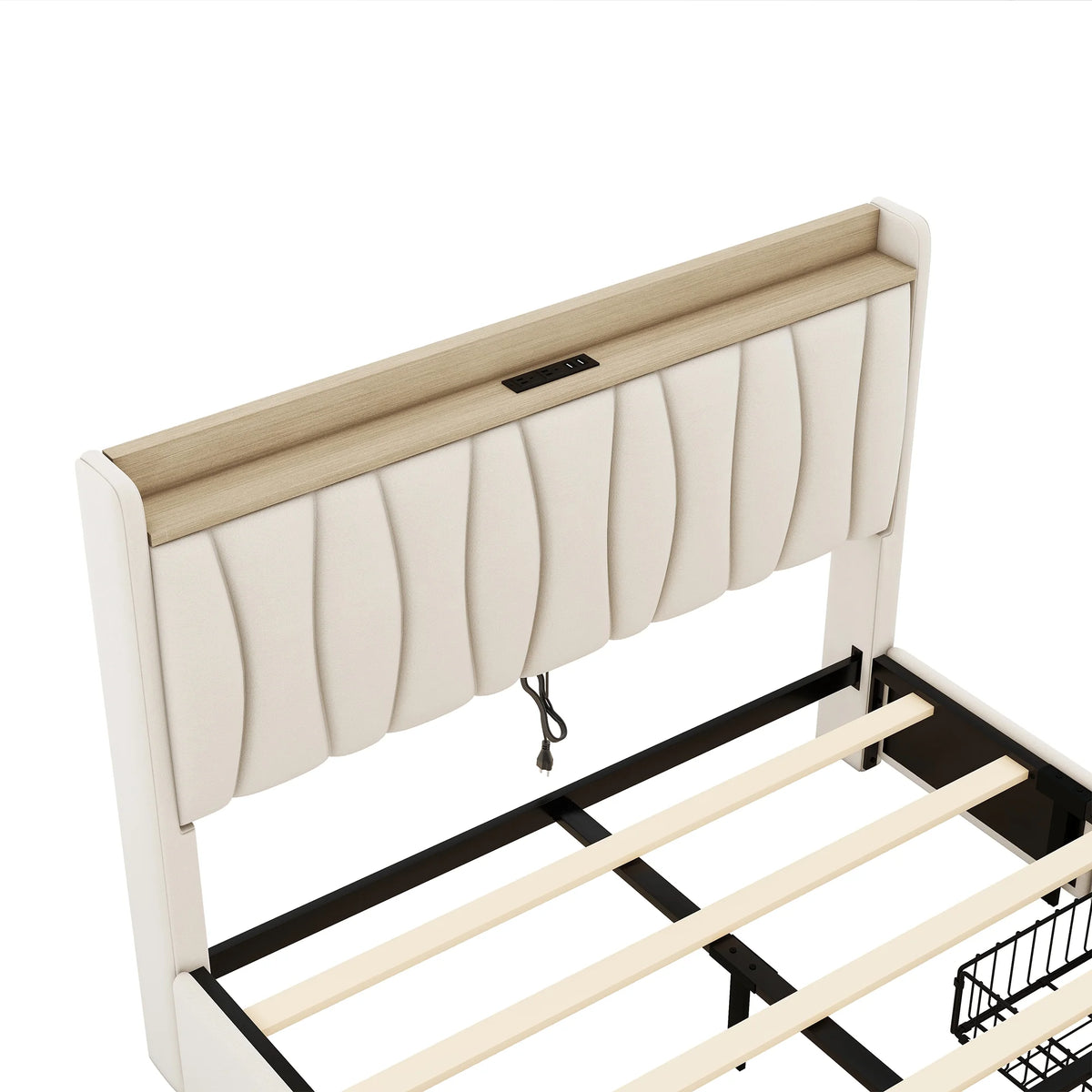 Queen Size Upholstered Platform Bed Frame with 3 Drawers Z9739