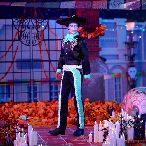 2024 Día De Muertos Ken Doll in Black Suit with Sky Blue Accents T12625