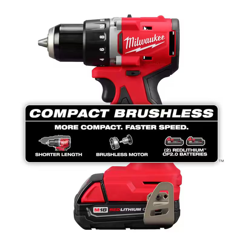 18-Volt Lithium-Ion Brushless Cordless 1/2 in. Compact Drill/Driver Kit with 6.0Ah Battery Pack R628682