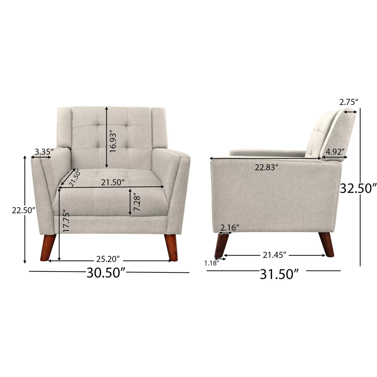 Dark Grey Fabric Arm Chair and Loveseat Set Q1735