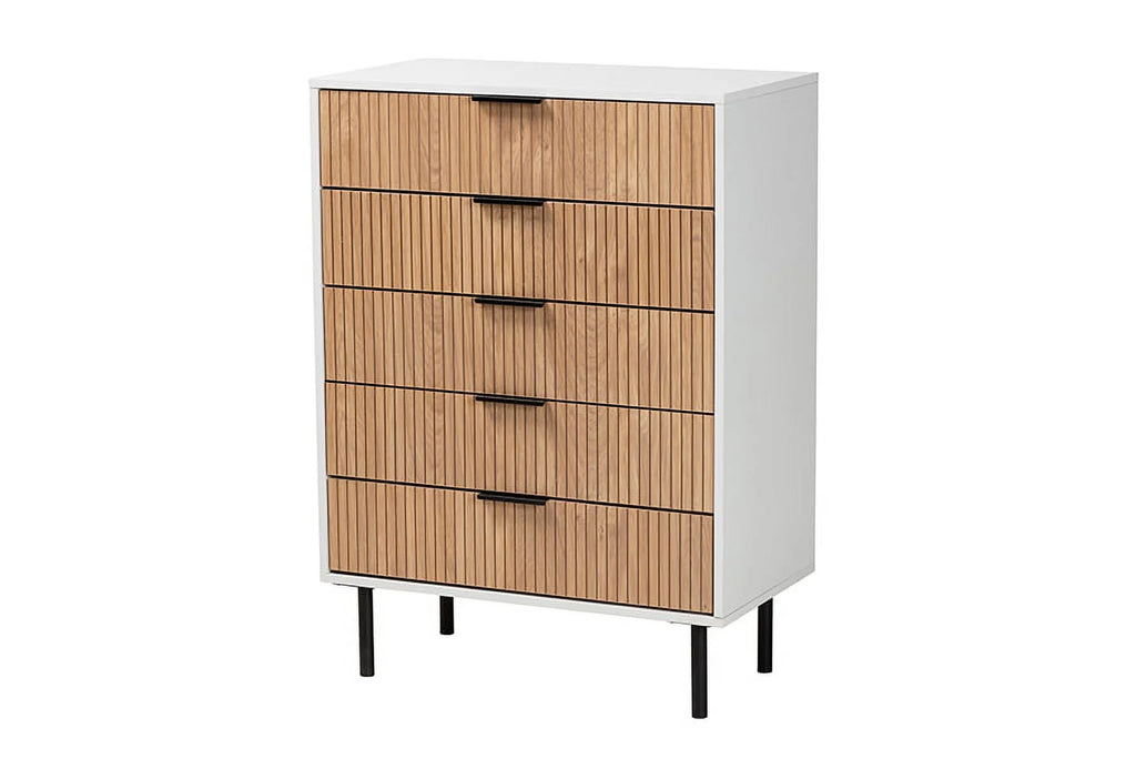White and Brown 5-Drawer Wood Storage Q7886