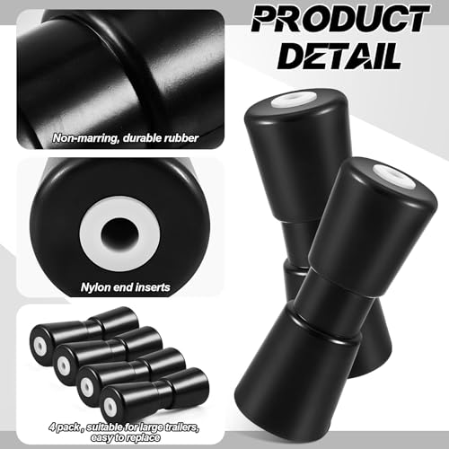 2 Pack Heavy Duty Rubber Boat Trailer Roller T8425