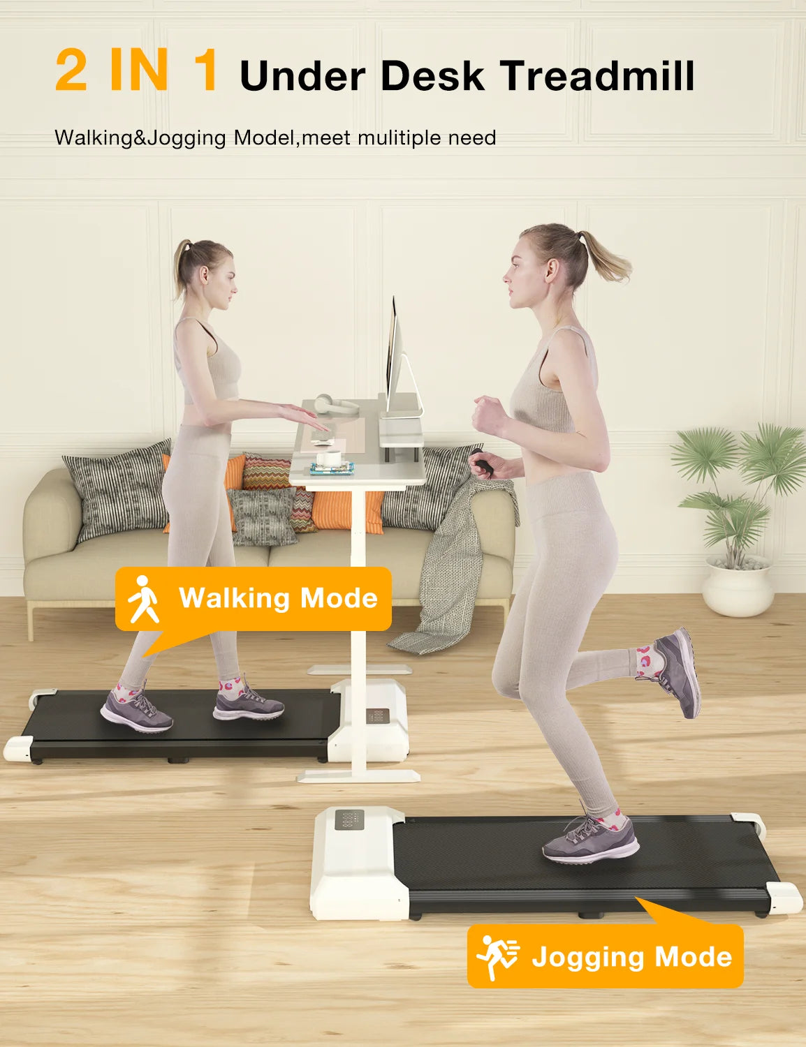 2.5Hp Walking Pad Under Desk Treadmill with Remote Control and LED Display Z144