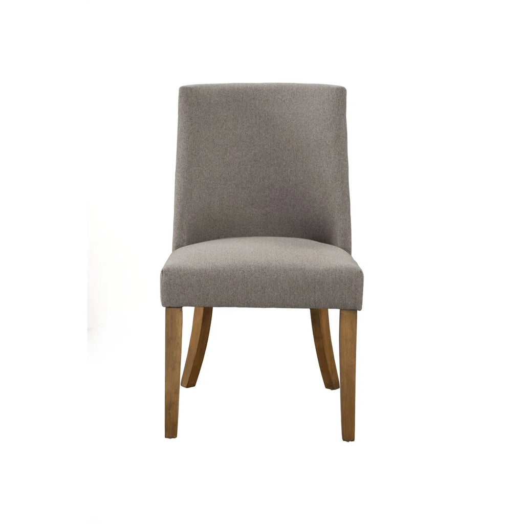 Fabric Upholstered Wooden Side Chairs Set of Two Gray and Brown D5231