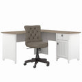 L-Shaped Desk with Mid-Back Tufted Office Chair D554