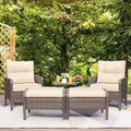 5 Pieces Wicker Patio Furniture Set with Table & Ottomans, Beige R2103