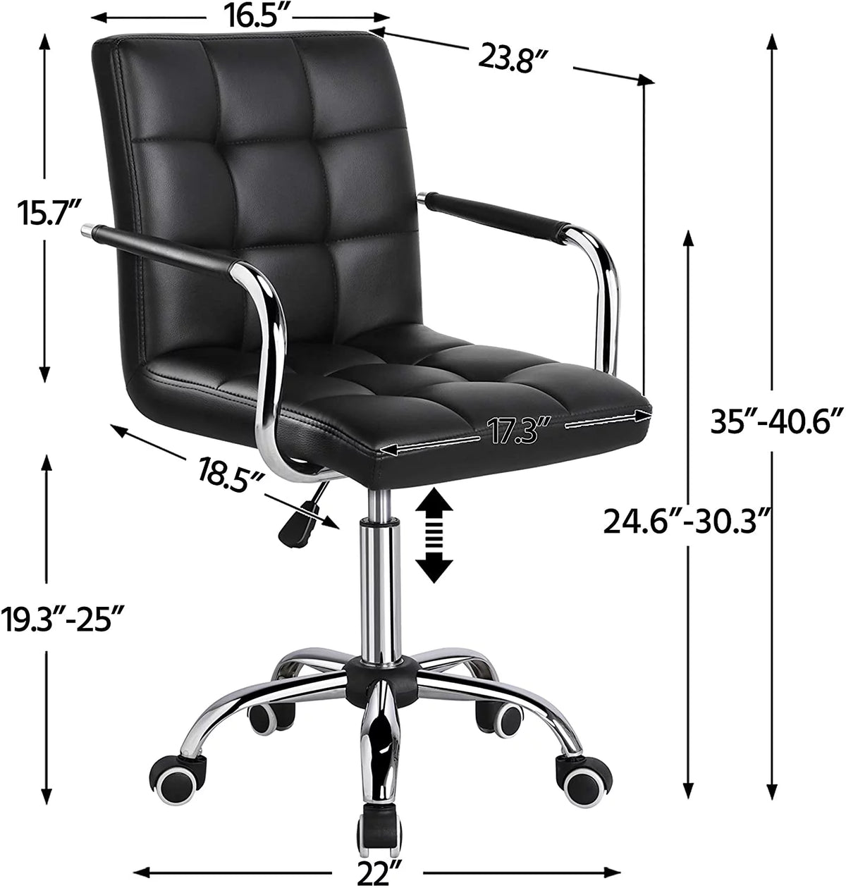 Black Faux Leather Desk Chair with Arms X922365