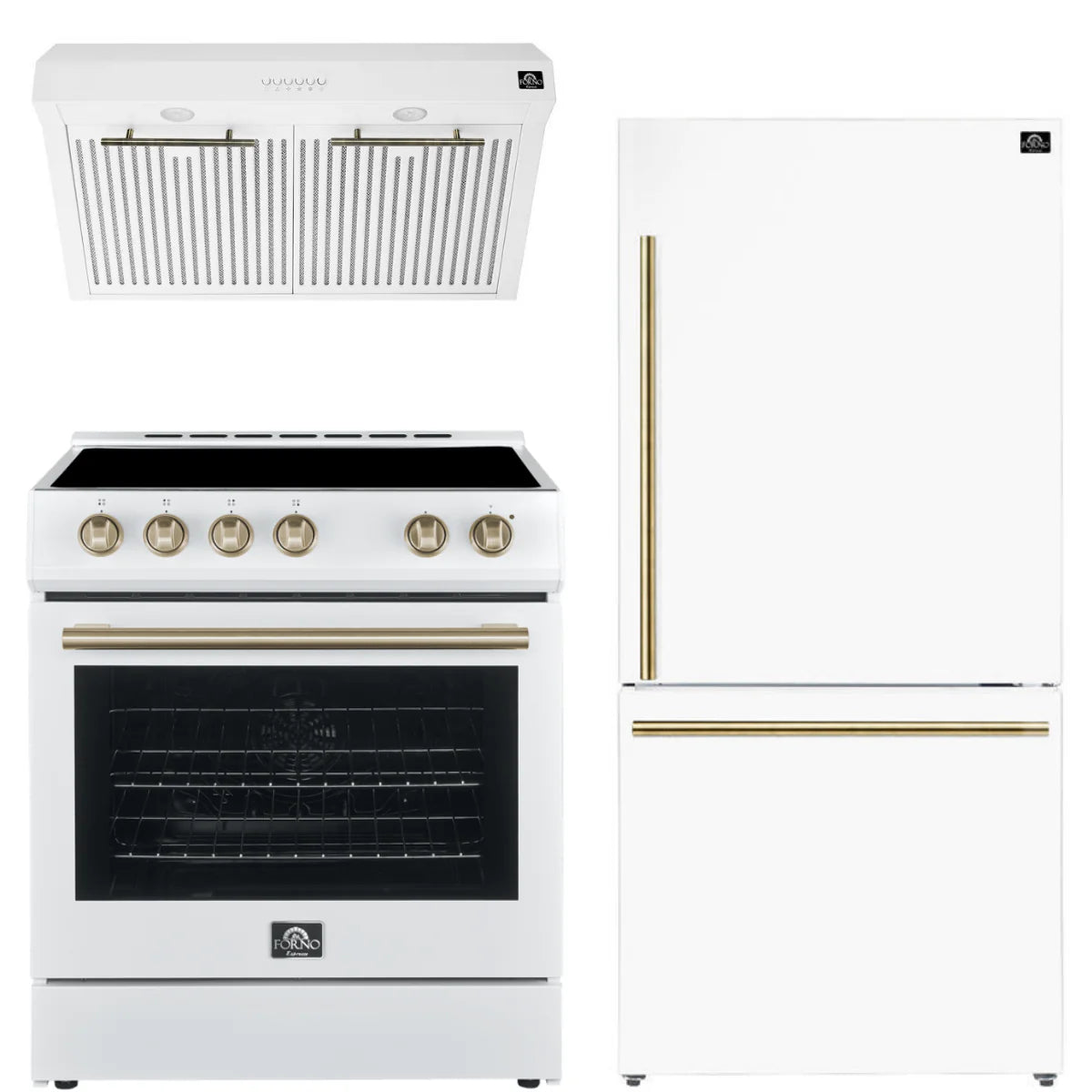 30 Electric Range, Range Hood and Refrigerator in White C35922