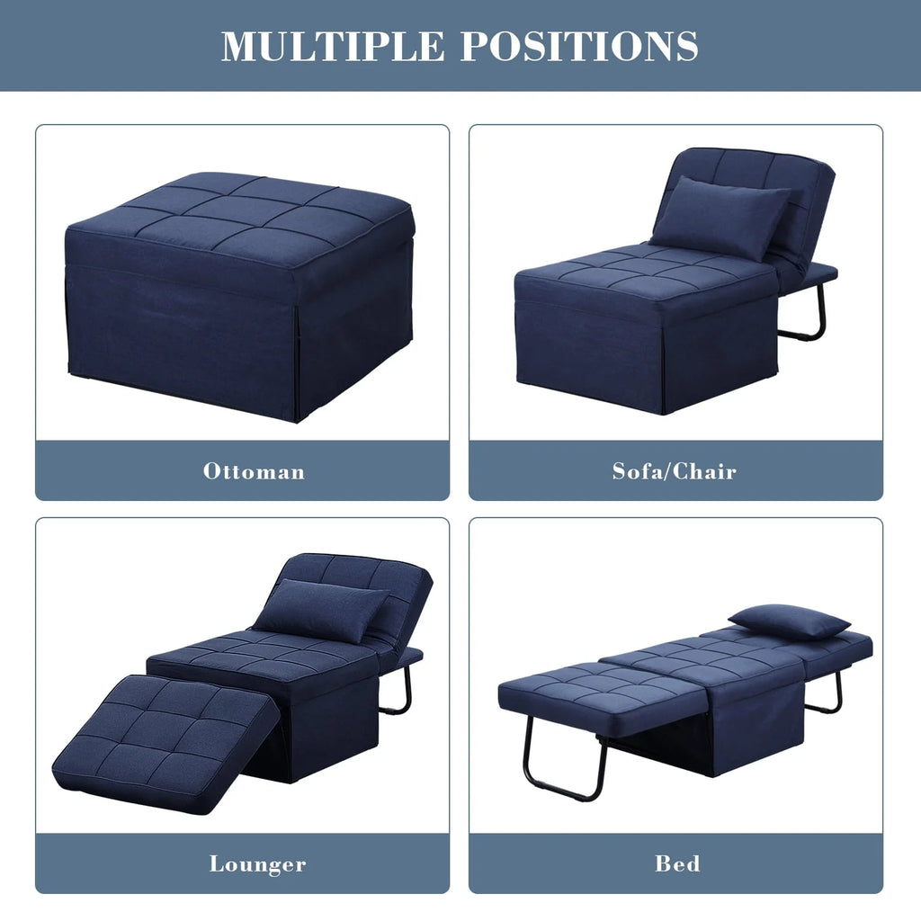 Folding Sofa Bed 4 in 1 Twin Size Grey H5958