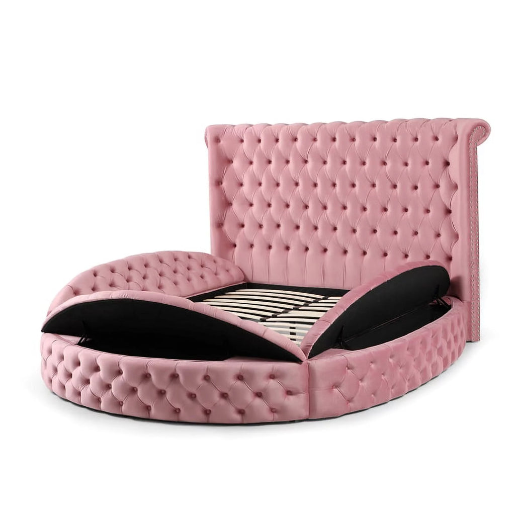 Pink Velvet Upholstered King Bed T306448