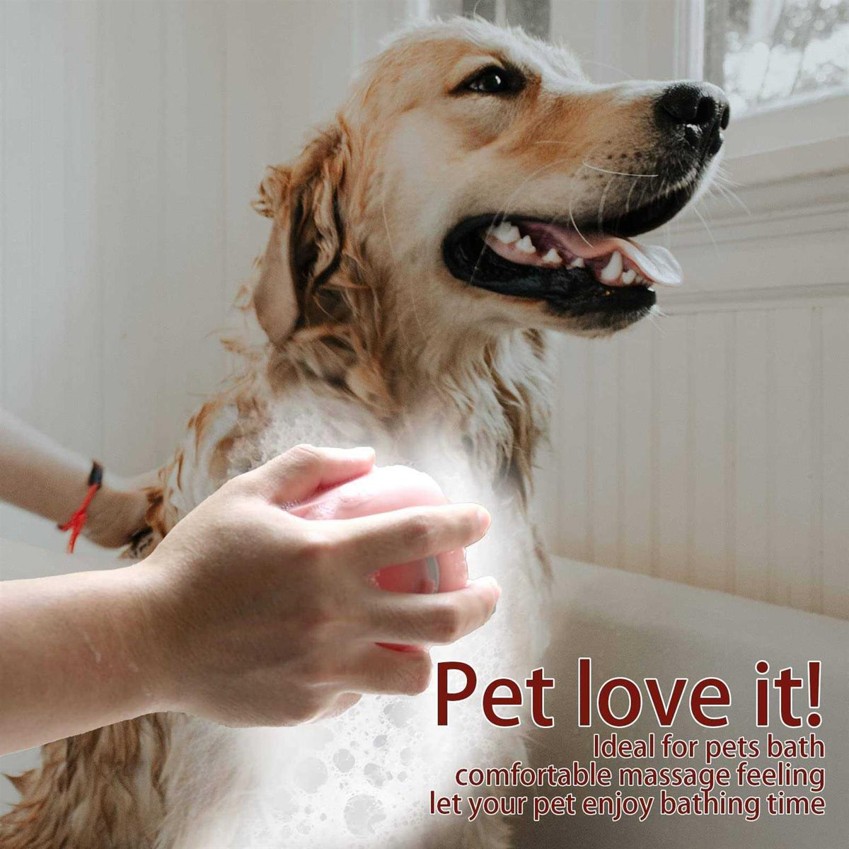 Dog Bath Brush with Shampoo Dispenser J256