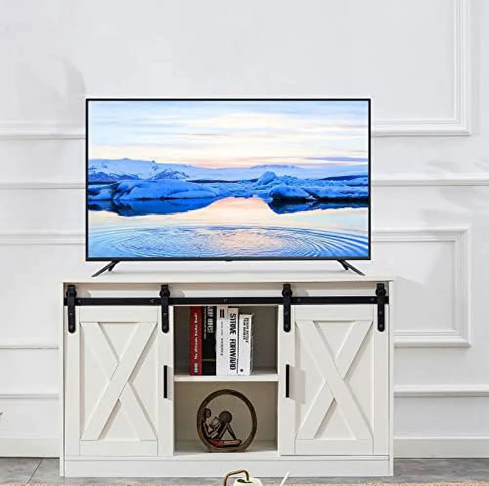 Wood TV Stand with Sliding Barn Door O857275