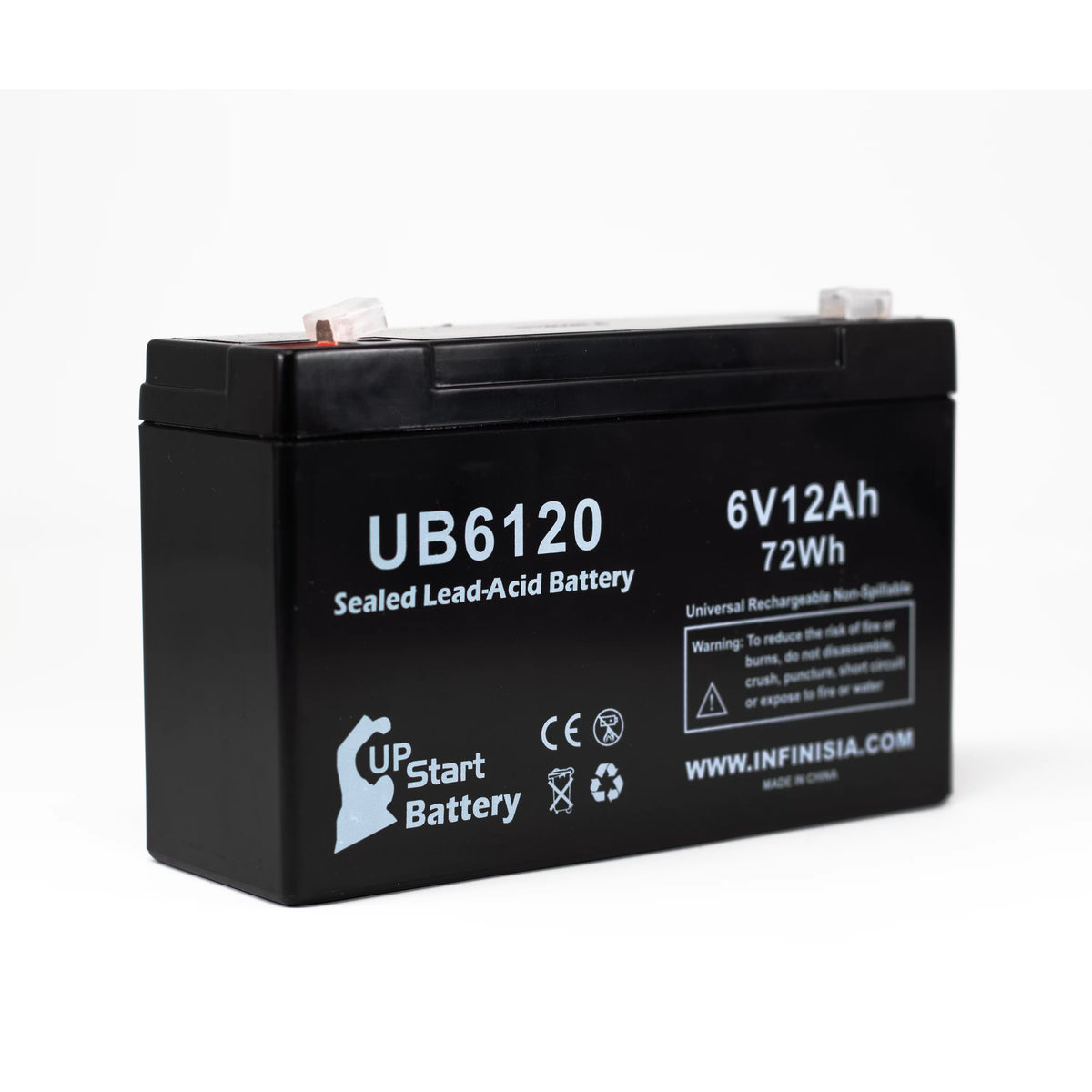 6V 12Ah Sealed Lead Acid Battery with F1 to F2 Terminal Adapters Z4798