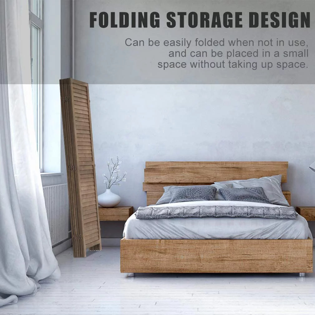 Wood 6 Panel Room Divider Privacy Screen A492