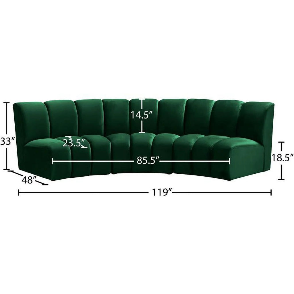 Green Velvet 3pc Modular Sectional W65551
