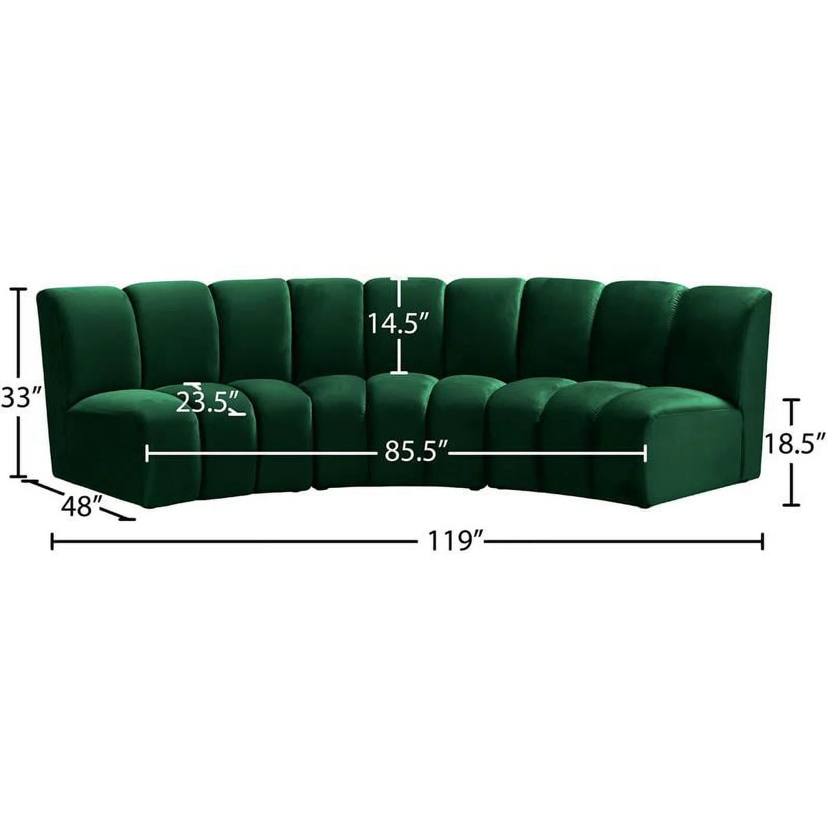 Green Velvet 3pc Modular Sectional W65551