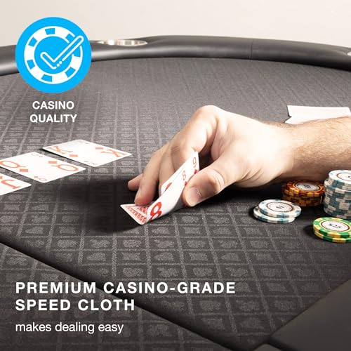 10-Person Foldable Poker Table with Speed Cloth and Stainless Steel Cupholders V71816