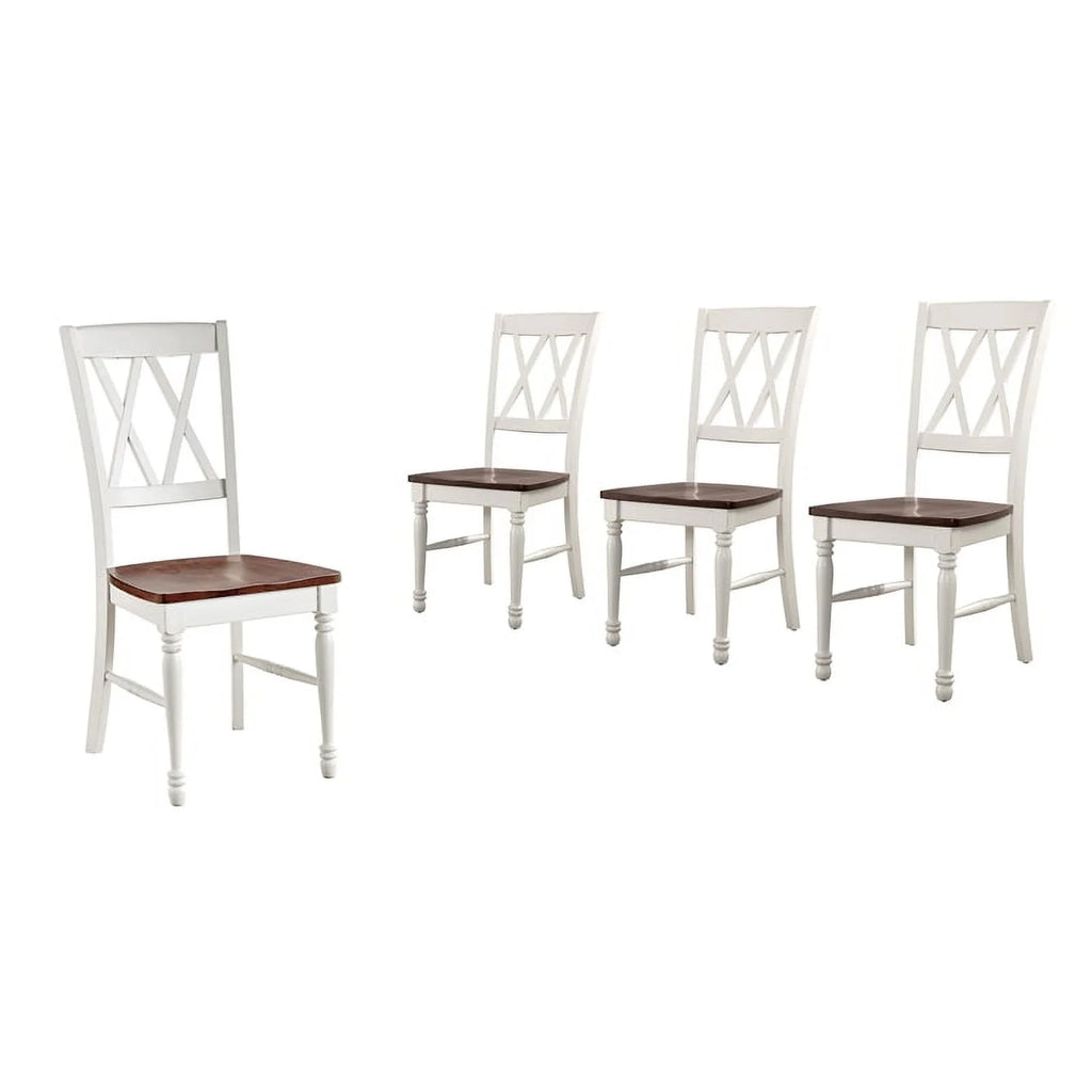 White Wood Dining Chair Set of 4 Y786