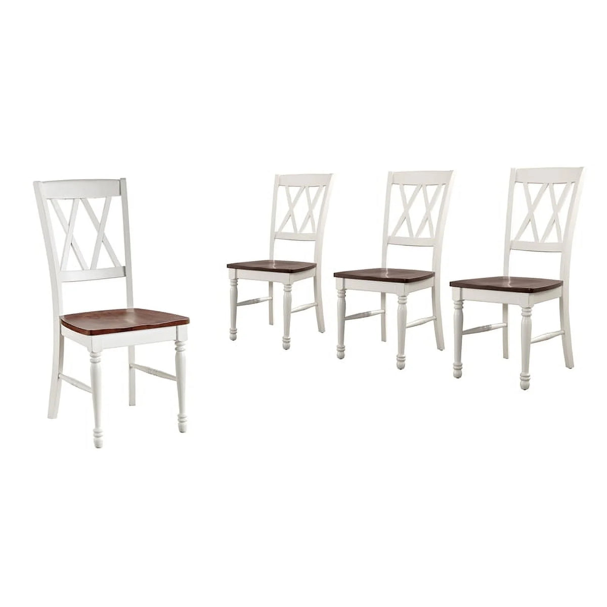 White Wood Dining Chair Set of 4 Y786