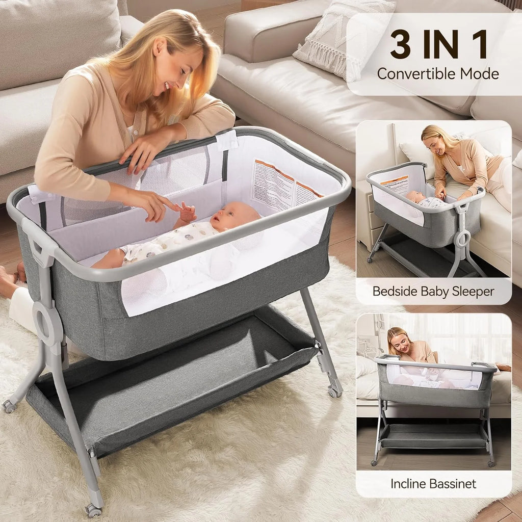3 in 1 Baby Bassinet Bedside Sleeper with Mattress N74497