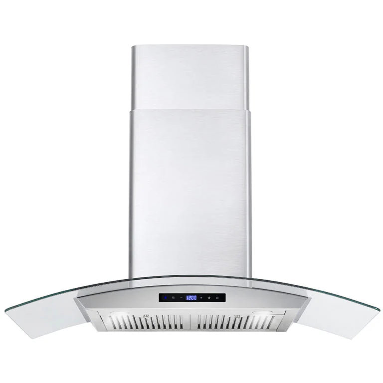 380 CFM Convertible Wall Mount Range Hood with Glass Canopy V21087