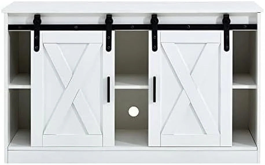 Wood TV Stand with Sliding Barn Door O857275
