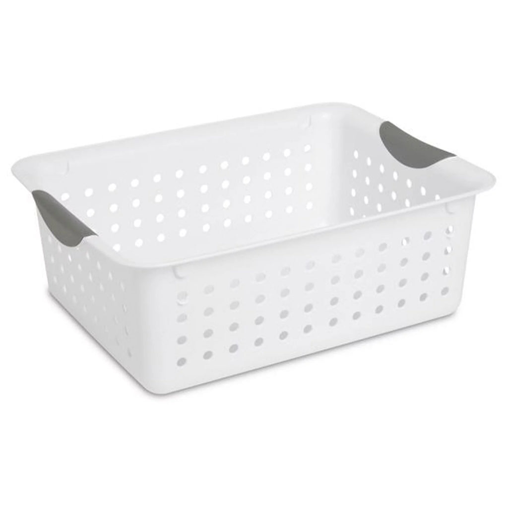 Medium White Plastic Storage Organizer Basket, 6 Pack N986