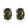 Green Moldavite Stud Earrings 925 Sterling Silver L63359