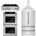 4-Piece Stainless Steel Appliance Package with 36 In. Rangetop, Range Hood, Refrigerator, and Double Wall Oven C587