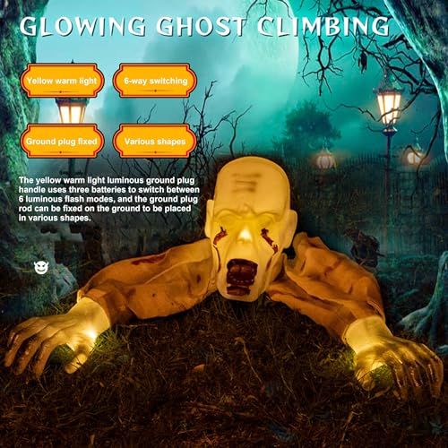 Lighted Skeleton Zombie Stakes Halloween Decor L998188