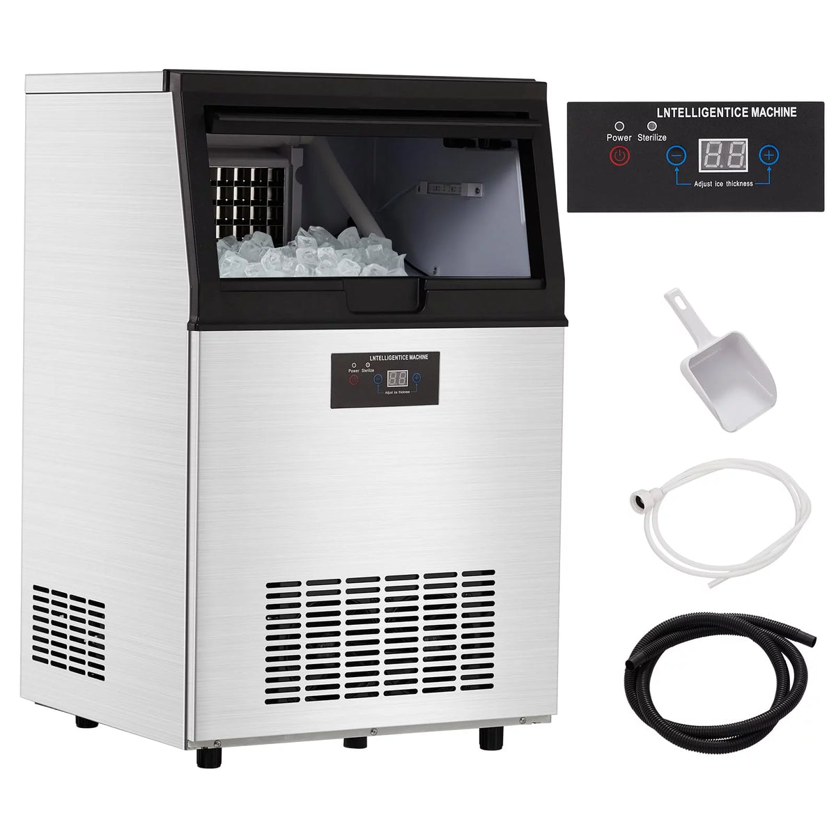 Commercial Stainless Steel Ice Maker with 44lbs Ice Storage L674457