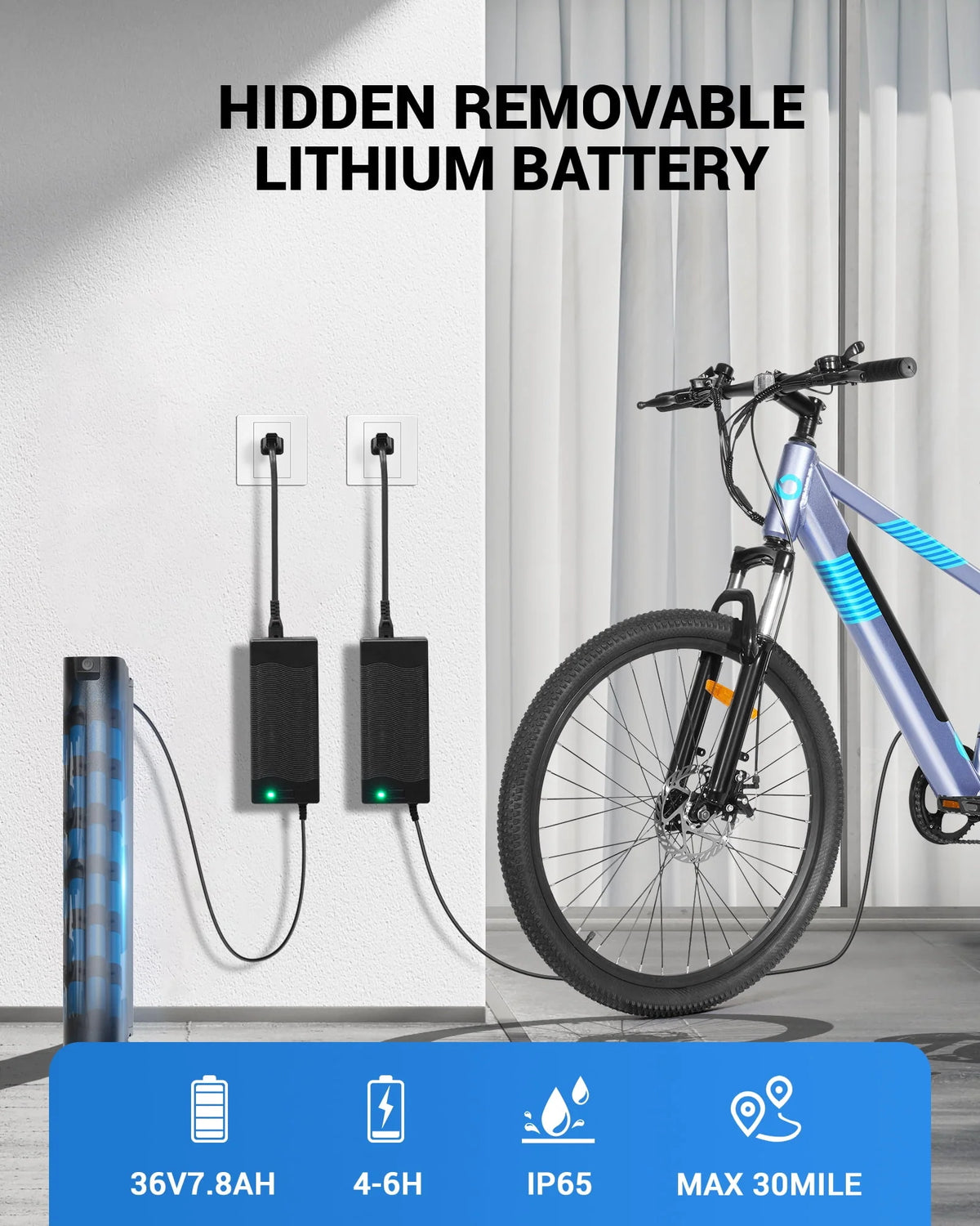 350W 26 Electric Mountain Bike with Removable Battery 7 Speed X757