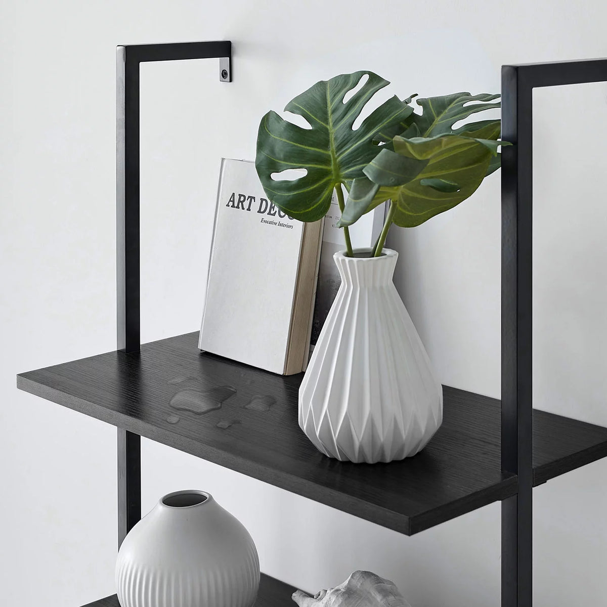 5 Tier Black Wall Mount Bookshelf B133