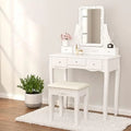 White Vanity Set with Lighted Tri-Fold Mirror and 4 Drawers U4281