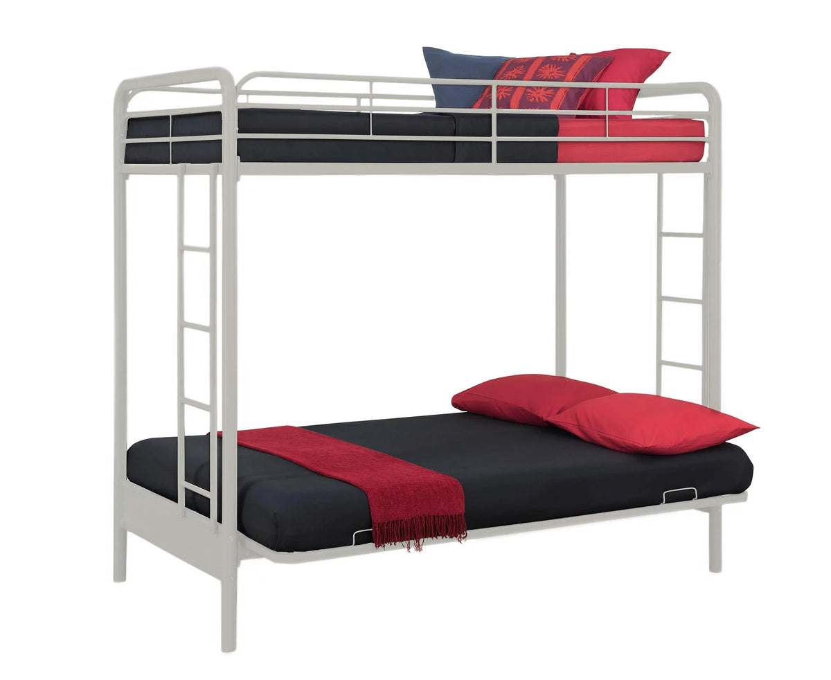Black Twin over Futon Metal Bunk Bed C75407