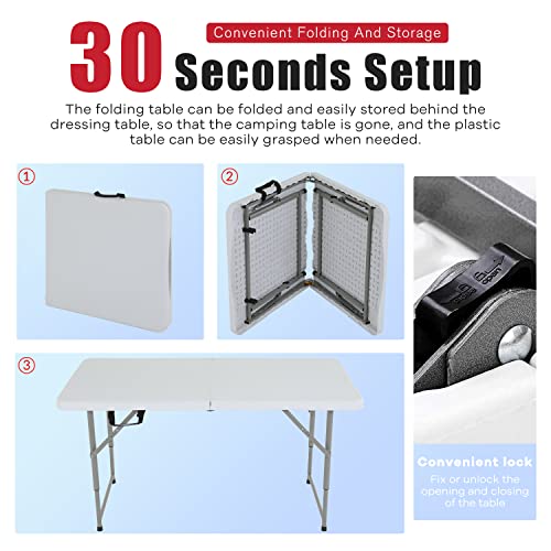 Folding Table 4FT Plastic Height Adjustable White W8366