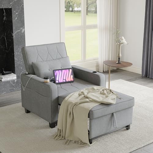 Black Leather Convertible Sofa Chair Bed A101878