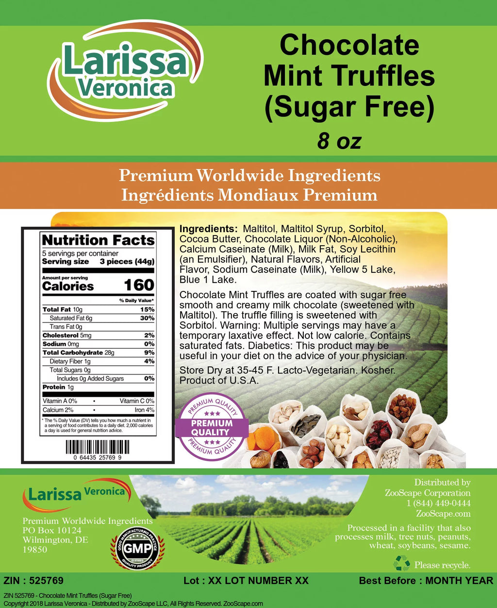 Sugar Free Chocolate Mint Truffles 8 oz F4486