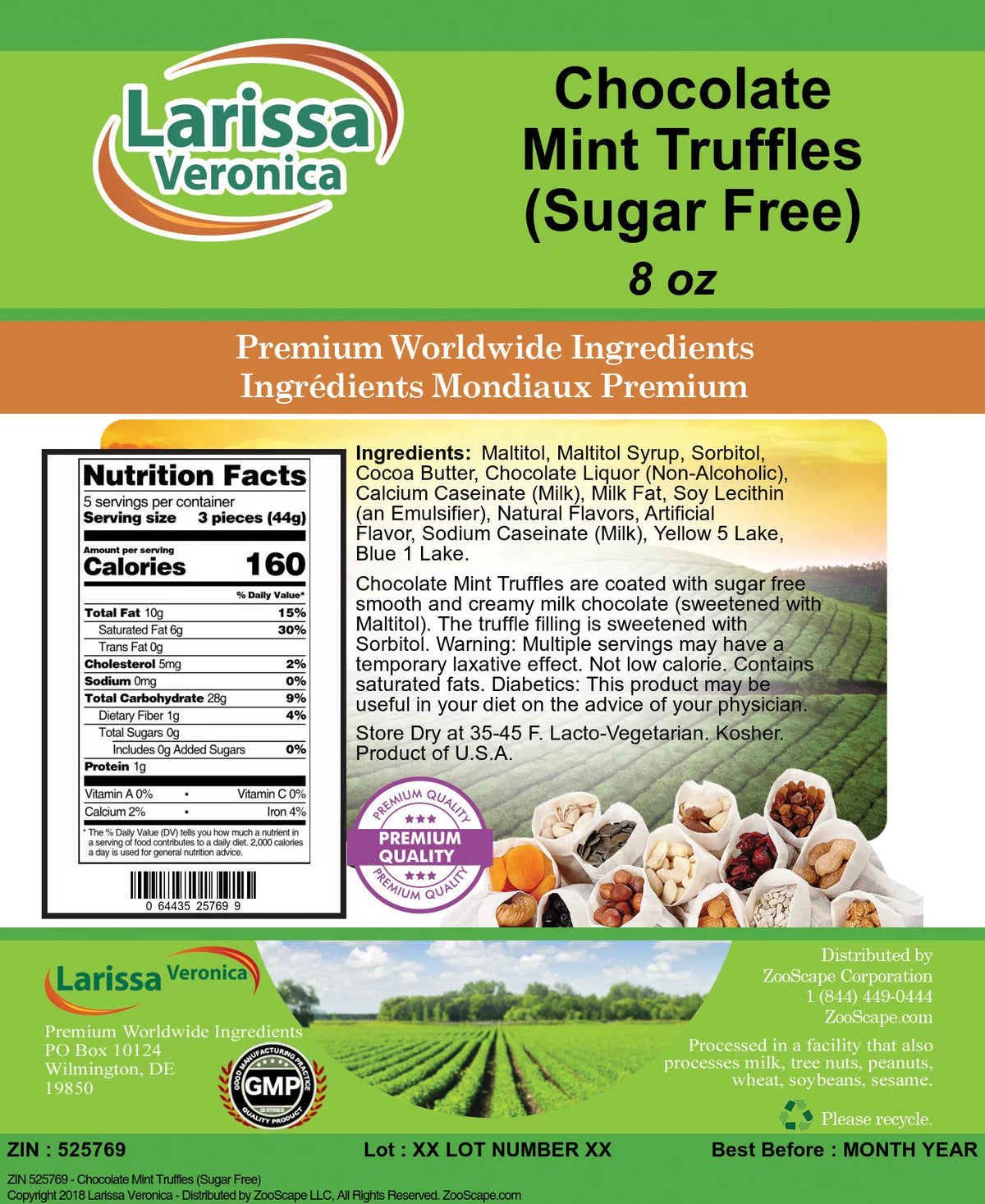 Sugar Free Chocolate Mint Truffles 8 oz F4486