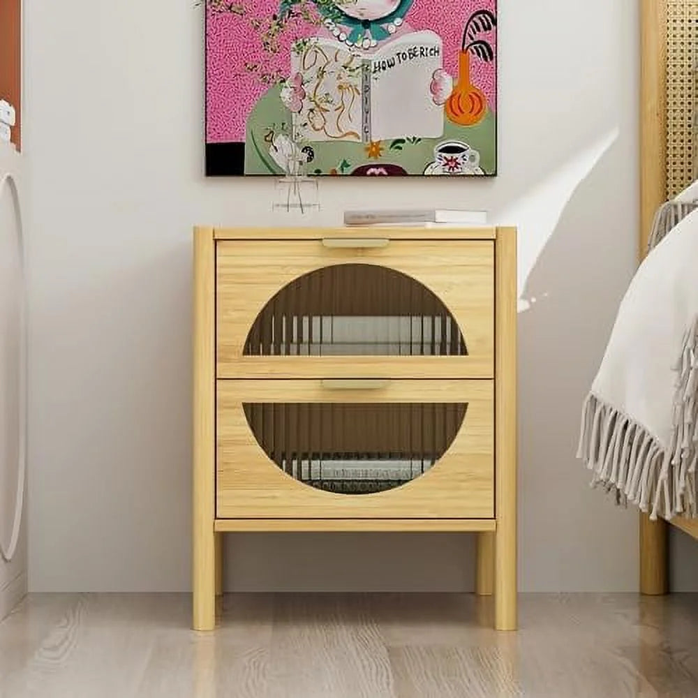 Black Brown Nightstand with Socket and 1 Door O687