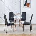 5 Piece Round Glass Dining Table Set with 4 Chairs Y175